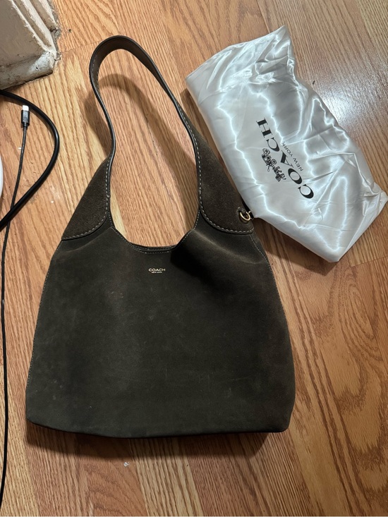 Coach Handbags - COACH Brooklyn 28 Suede Shoulder Bag in Dark olive